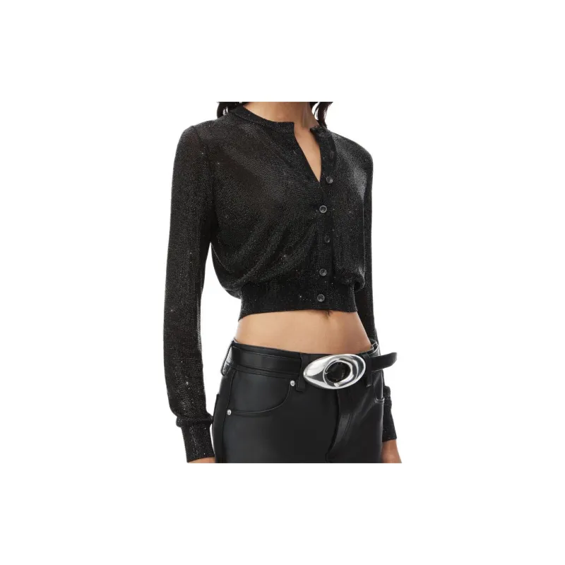 alexander wang Glossy Effect Cropped Cardigan-3
