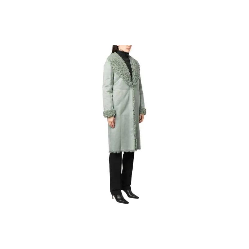 Twinset Faux shearling V neck Coat-3