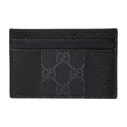 GUCCI Leather Card Holder Unisex Black