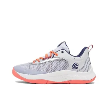Under Armour 3Z6 Slip Resistant Cushioning Wear Resistant Low Top Basketball Shoes Gray Blue Teenagers