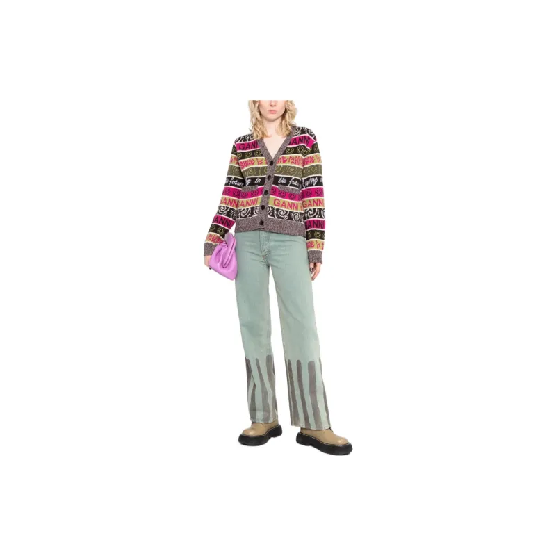 GANNI SS22 Knitted Fabric Cardigan Women's Multicolor-2