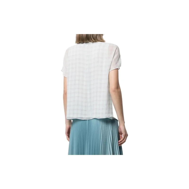 EMPORIO ARMANI SS22 Shirt Women's Green Purple Plaid-3
