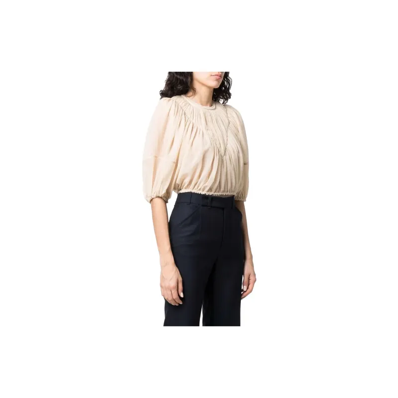 Chloé Chiffon Shirts Women's Beige-4