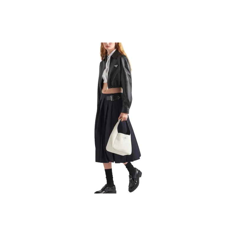 PRADA Cropped Leather Jacket-1