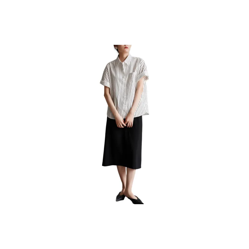 SHALLOW STREAMS Shirt Women's Black White-2