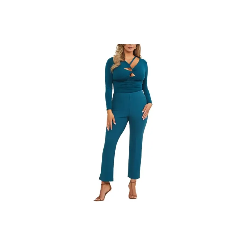 GUESS Selina Cut Out Top Knitwear Women's Blue-1