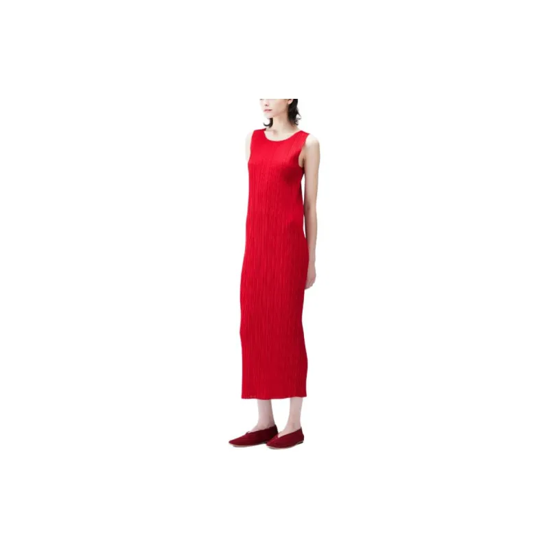 PLEATS PLEASE ISSEY MIYAKE SS24 Sleeveless Dress Women's Red-3