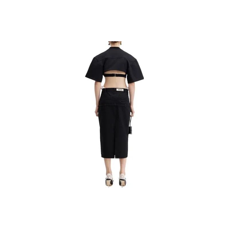 Jacquemus Denim Long Skirts Women's Black-2