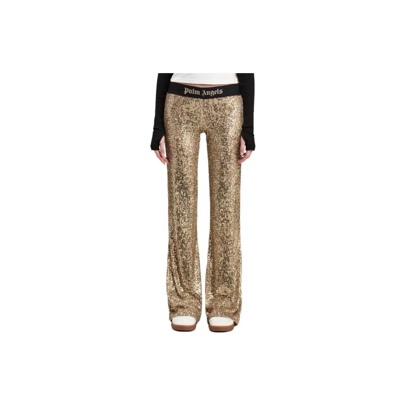 PALM ANGELS Sequin design Flared Trousers-1