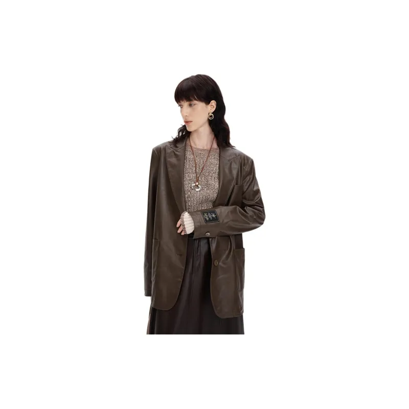 Self Who Business Suit Women's Oak Gray Brown-2