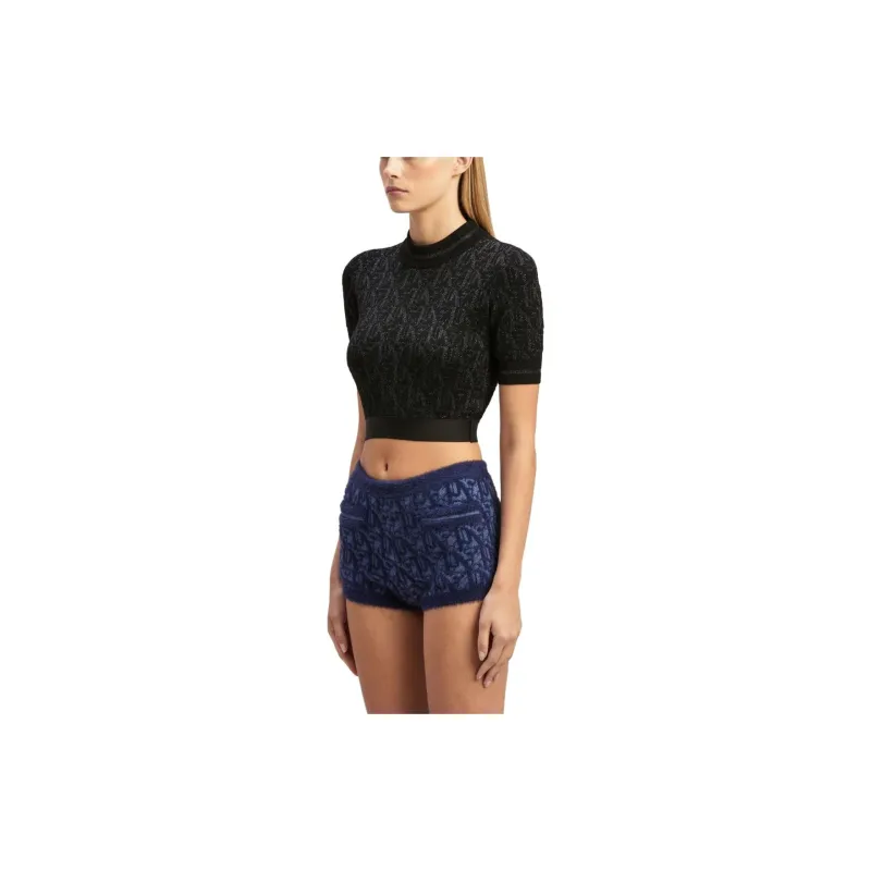 PALM ANGELS Monogram Jacquard Knitted Cropped Top-1