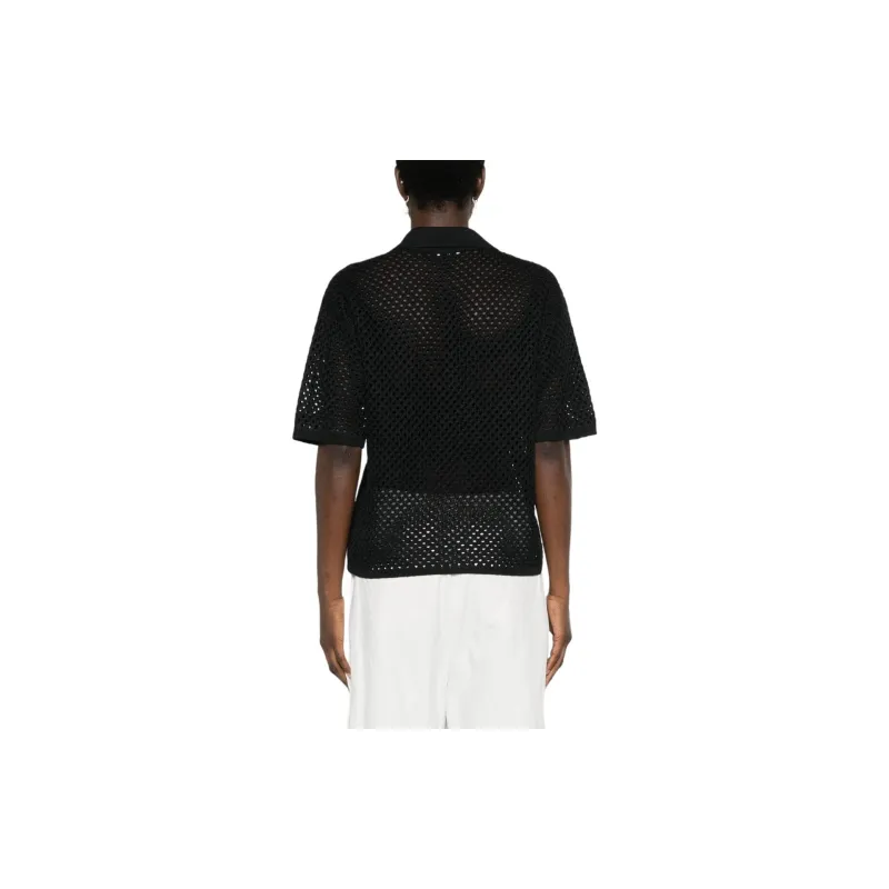 Brunello Cucinelli Open Knitted Short Sleeved Polo Jumper-3