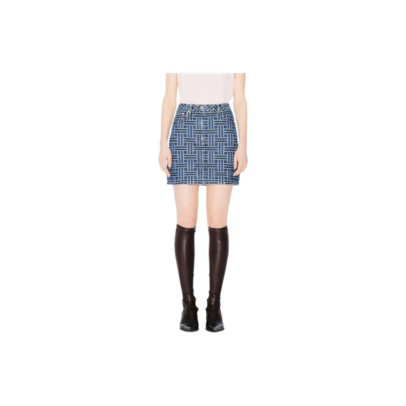 KENZO Weave Straight Hem Denim Skirt-2
