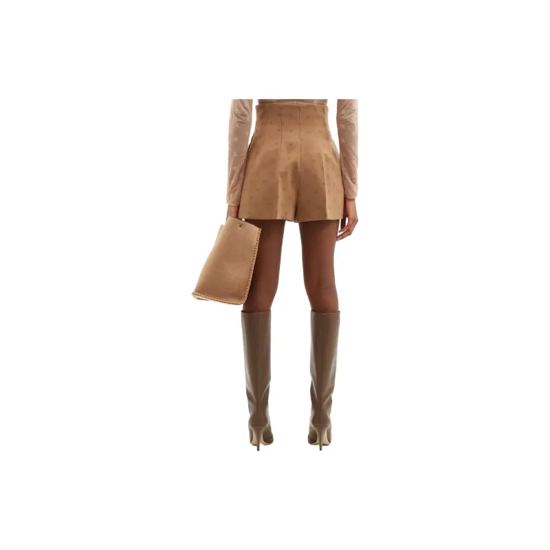 FENDI Karligraphy High Waisted Flannel Shorts 'Smooth'-2