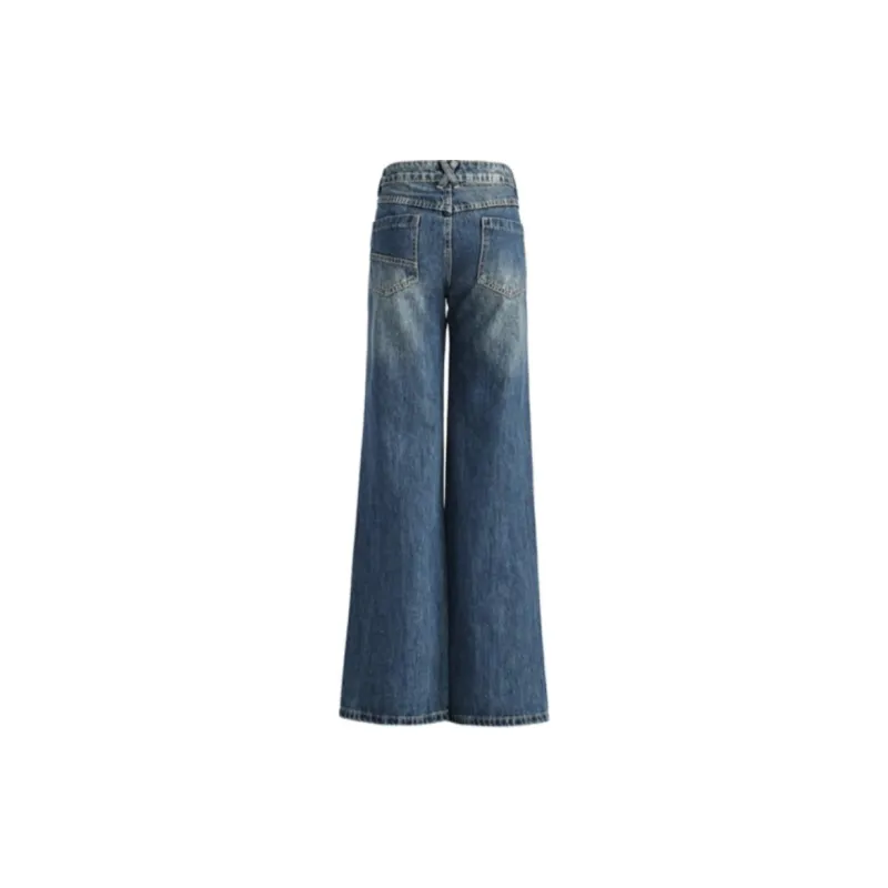 YINLEI Jeans Women's Vintage Blue-1