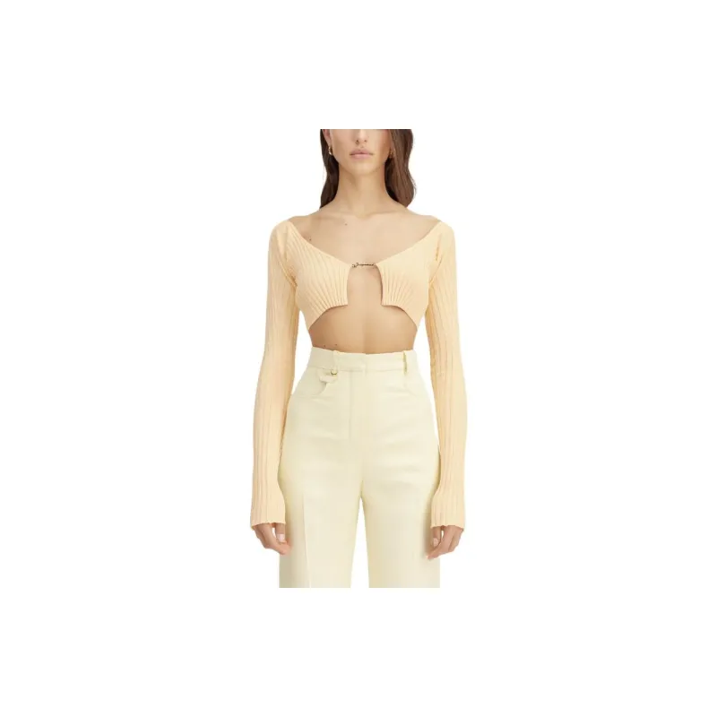 Jacquemus La Maille Pralu Micro Charm Logo Cardigan Pink-1