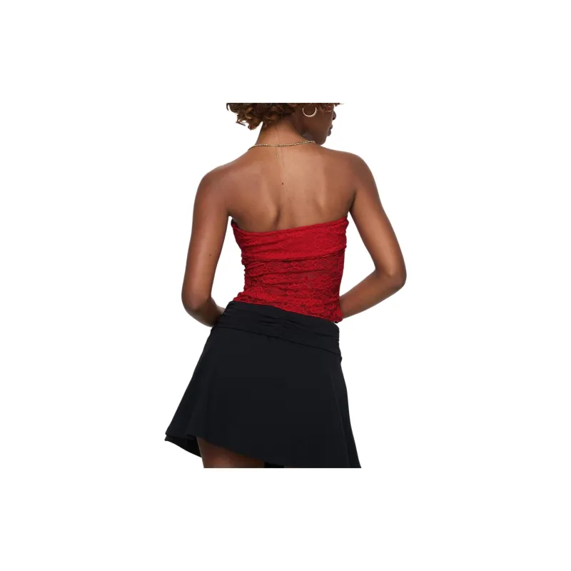 PRINCESS POLLY WINNICK STRAPLESS LACE TOP Strapless Top Women's Red/Red-2