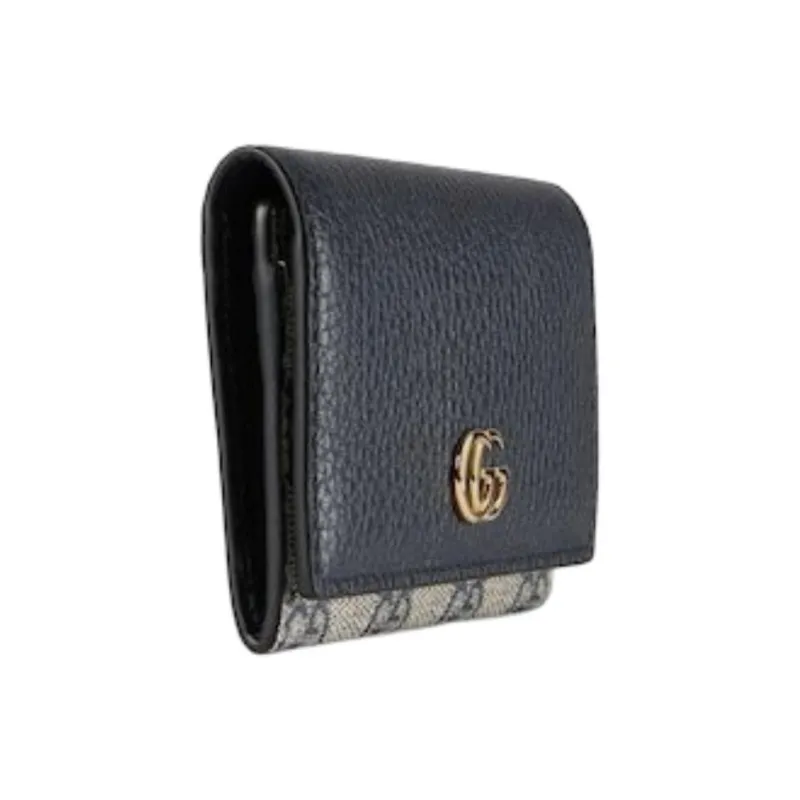 GUCCI GG Marmont Supreme Canvas Card Holder Trumpets Unisex Beige & Blue-1
