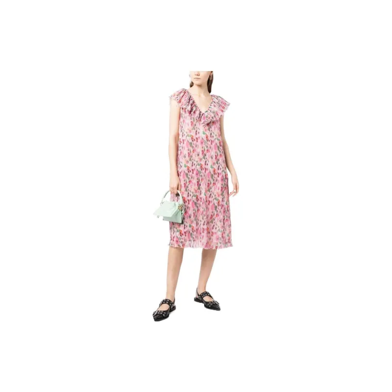 GANNI Short Sleeved Dress Women's Pink-1