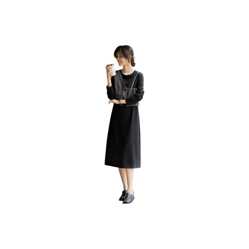 XWI Long Sleeved Dress Women's Black & Gray-1