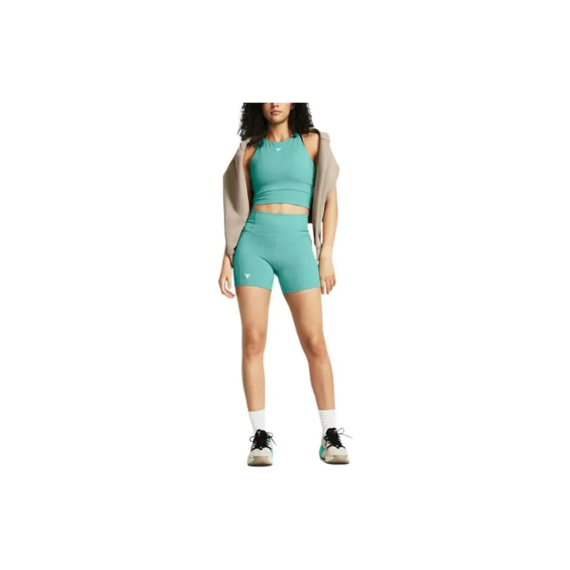 Under Armour ProjectRock Let's Go Bench To Beach Sports Shorts Women's Green Wave-4