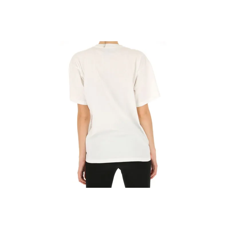 MOSCHINO SS21 Drop Shoulder Sleeve T Shirt Women's Ecru-2
