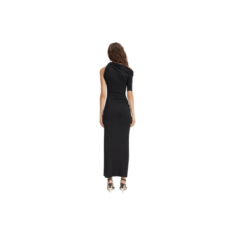 Jacquemus Asymmetric Neck Draped Midi Dress-2