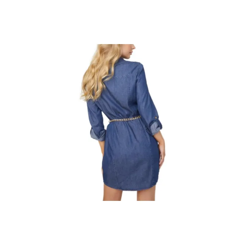 GUESS Long-Sleeved Dresses Women's Denim Blue-1