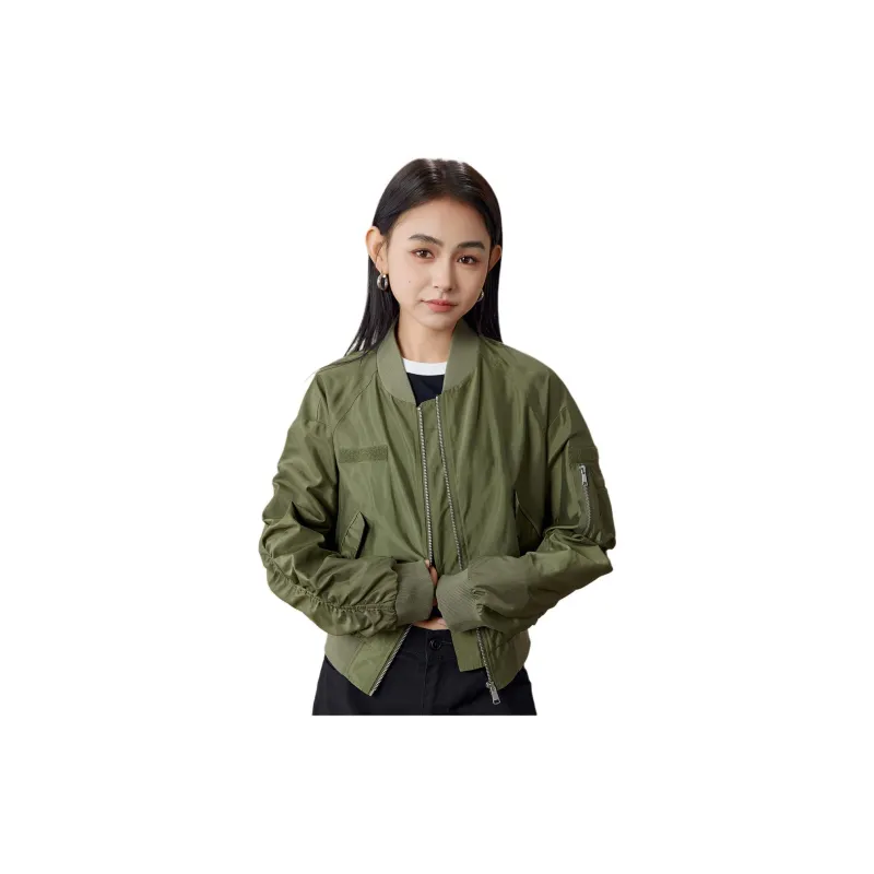 A21 Baseball Jacket Women's Olive Green-4