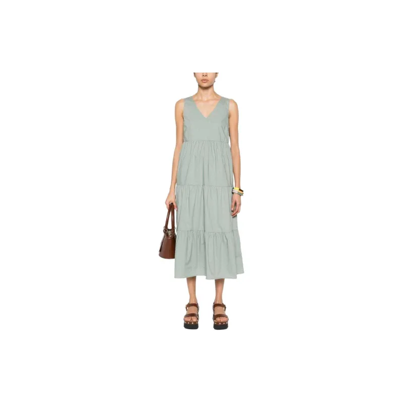 WOOLRICH SS24 Sleeveless Dress Women's Sage Green-1