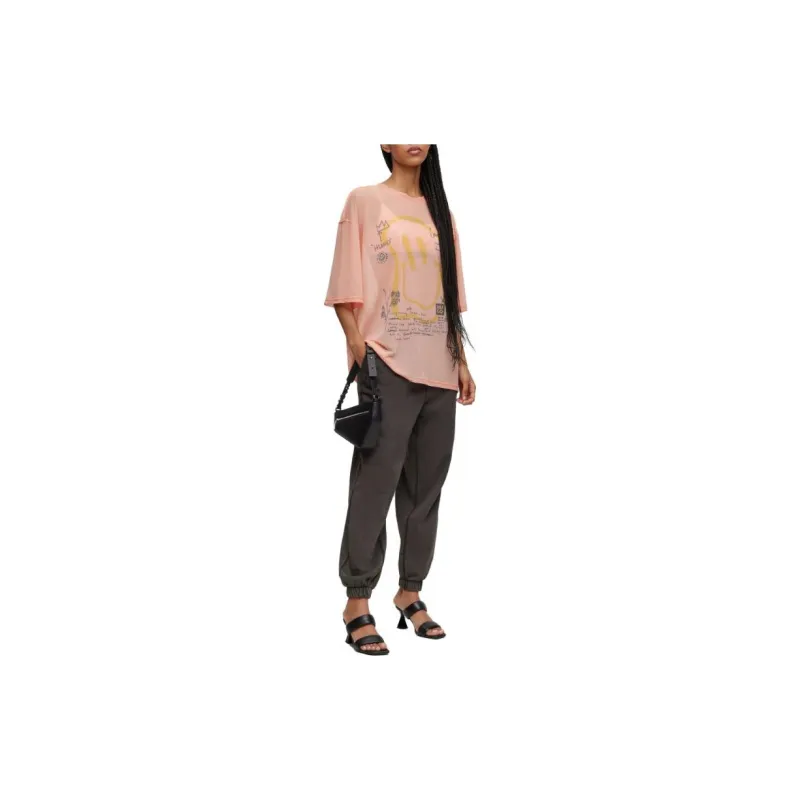 HUGO BOSS Drop Shoulder Sleeve T Shirt Women's Light Orange-1