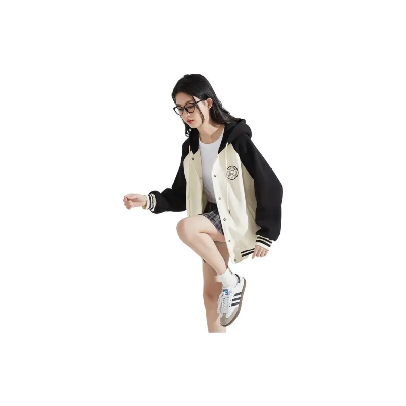 Tonlion Baseball Jacket Women's Beige Apricot-2