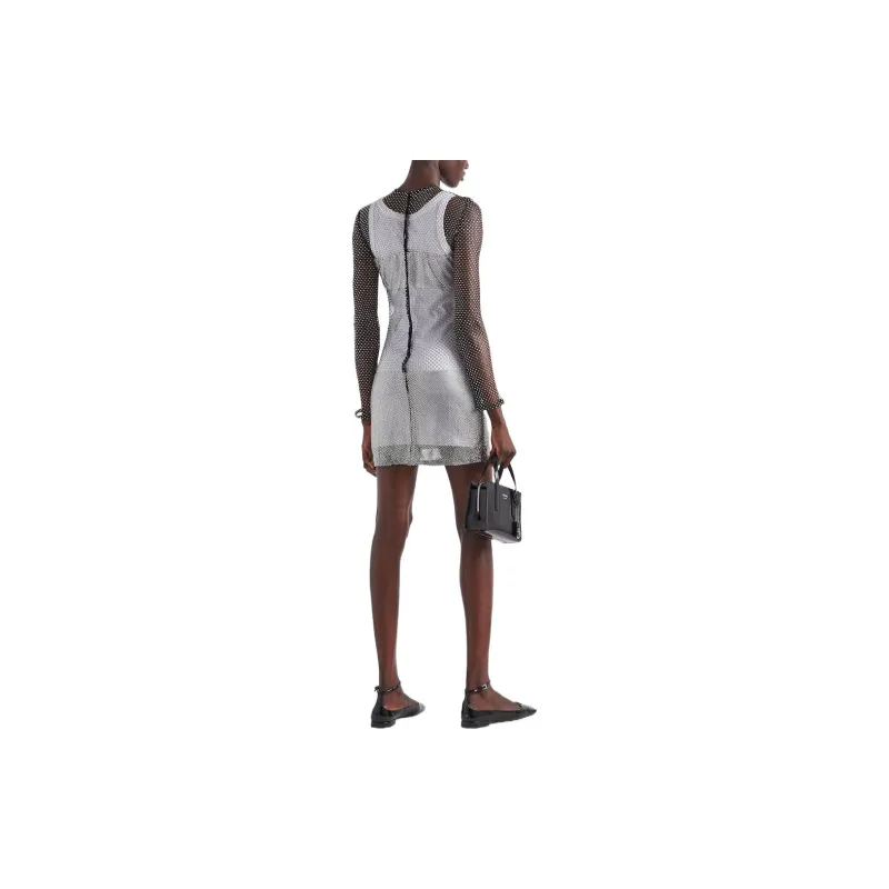 PRADA Logo plaque Ribbed knit Minidress-2