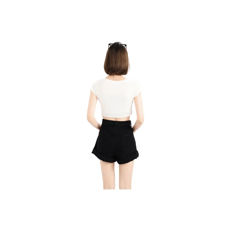 MINCOCROSEPEPPAR Denim Shorts Women's Black-2