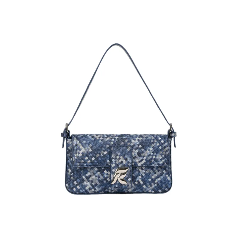 NOMK PU Handbag, Shoulder Bag, Shoulder Bag, Baguette Bag Women's Light Blue/Black/Blue-4