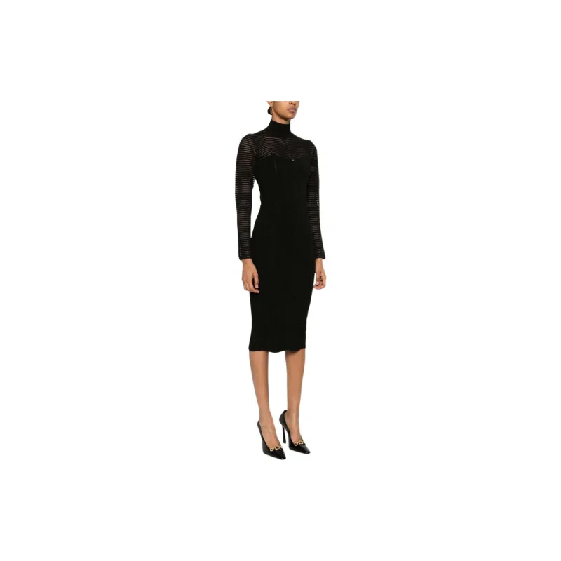 Elisabetta Franchi Herringbone Pattern Midi Dress-3