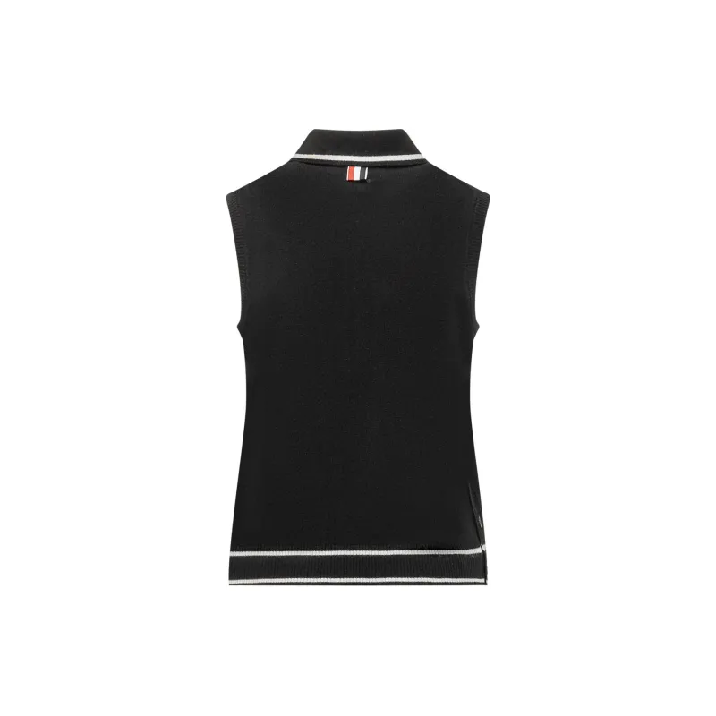 THOM BROWNE Hector Embroidered Knitted Polo Top-1