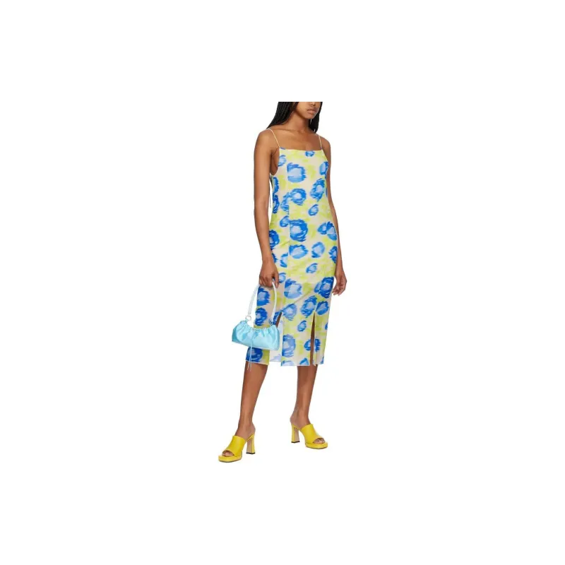 GANNI Printed Mesh Slip Dress 'Strong Blue'-3