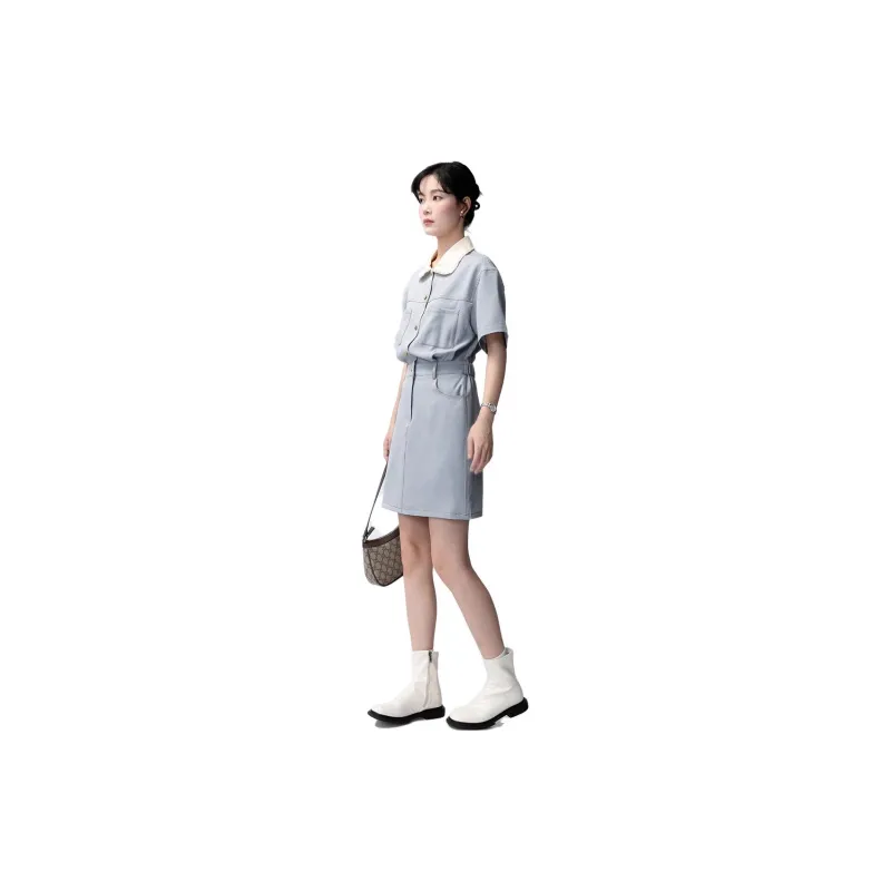Gui'er Short-Sleeved Dresses Women's Light Blue-3