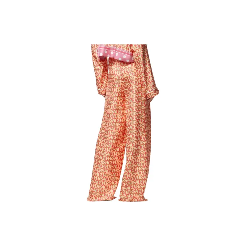 VERSACE Logo Printed Wide Leg Trousers-3