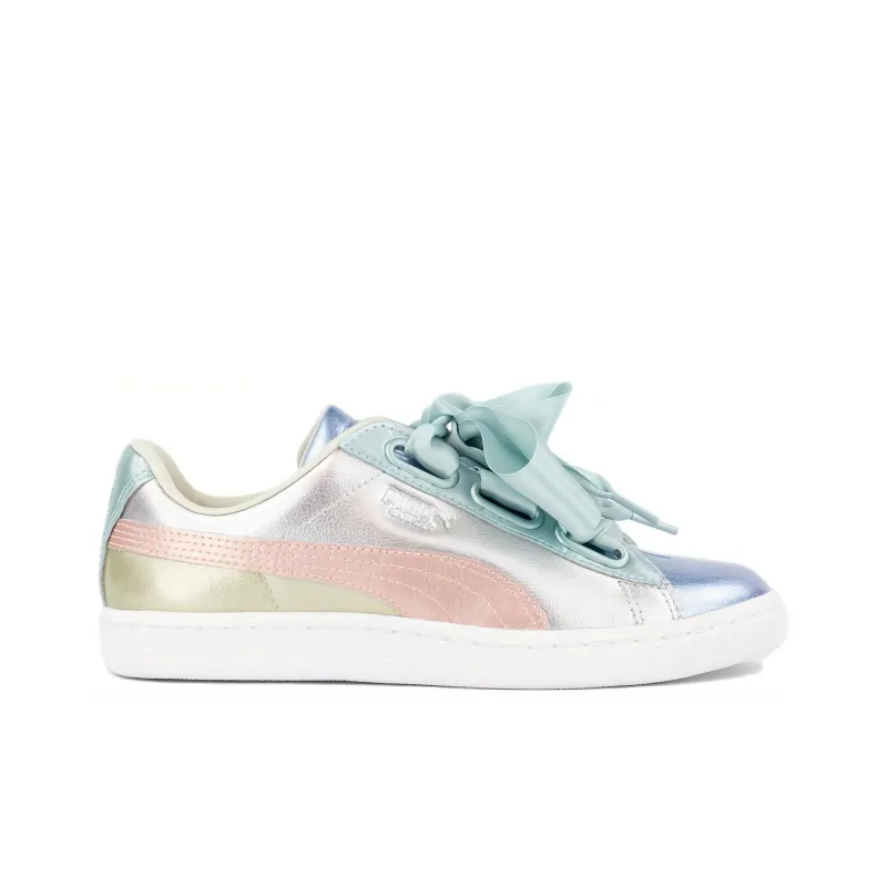 PUMA Basket Anti Slip Wear Resistant Low Top Skateboard Shoes Women's Silver-1