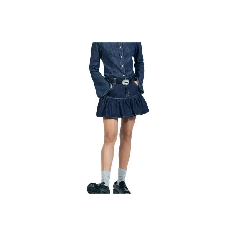 ZARA Trf Denim Short Skirts Women's Blue-2