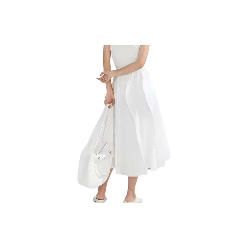 BLUEerror Casual Long Skirts Women's White-5