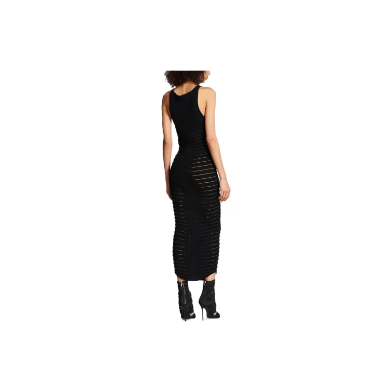 BALMAIN Cut out Detail Knitted Long Dress-2