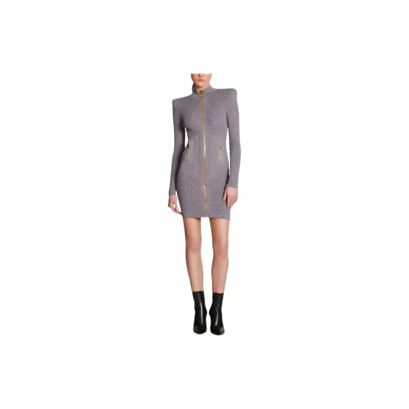 BALMAIN Long-Sleeved Dresses Women's Gray-1