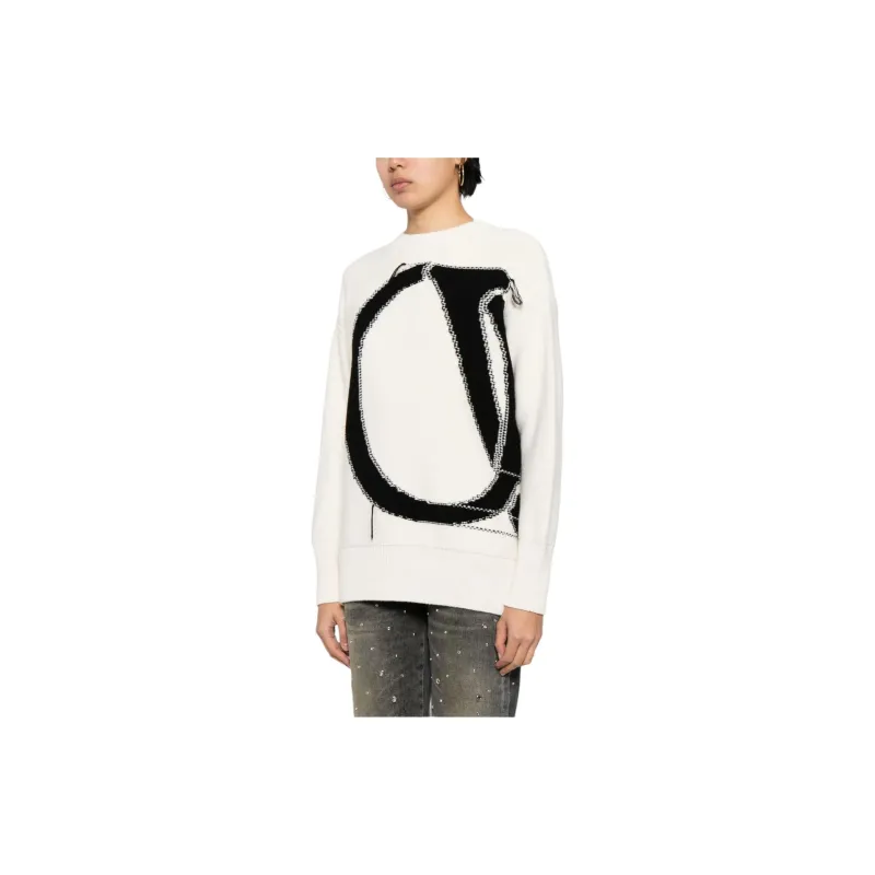 OFF WHITE Logo Detailed Crewneck Knitted Jumper-3