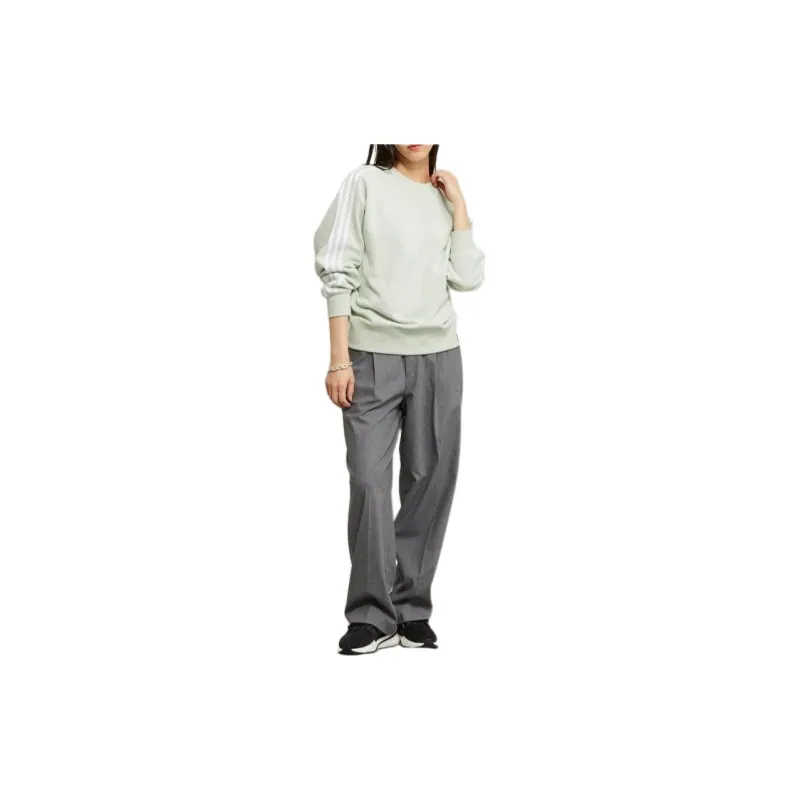 Adidas Women's Essentials 3 Stripes Sweatshirt Linen Green-2