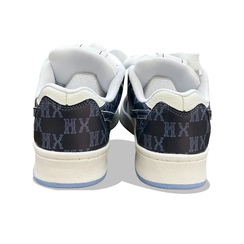 XLAIII Anti Slip And Wear Resistant Lightweight Low Top Casual Shoes Unisex White Blue-4