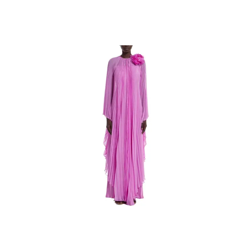 MaxMara Pleated Chiffon Maxi Dress-1