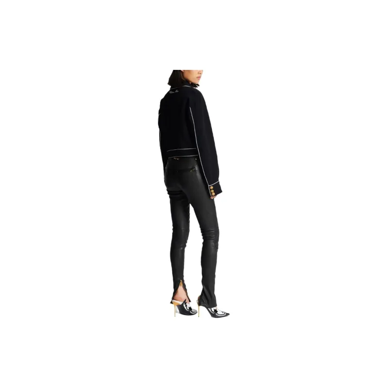 BALMAIN Buttoned Contrasted Western Crepe Jacket 'Black'-1